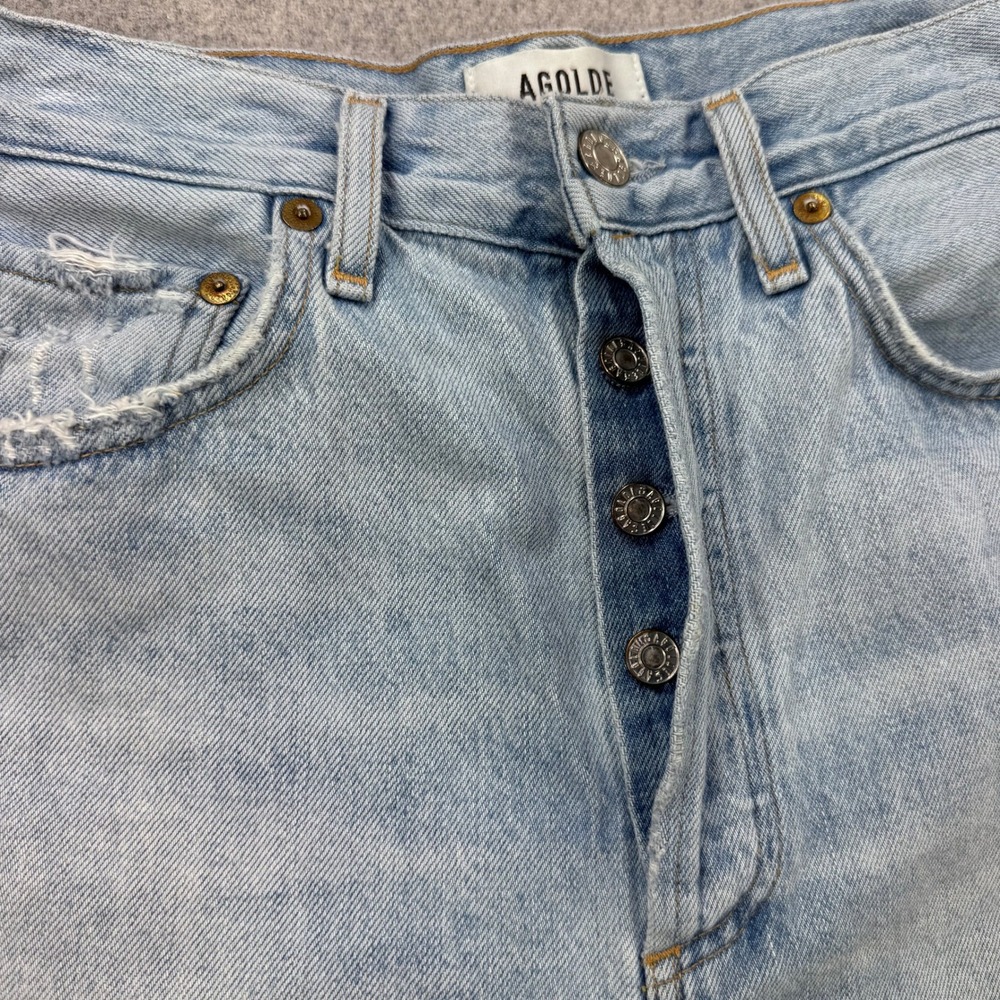 AGOLDE Riley High Rise Straight Leg Distressed Jeans Light Wash Button Fly Sz 26 - Picture 5 of 12